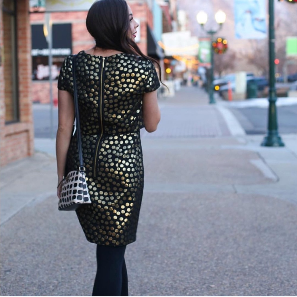 Gold Polka-dot Pencil Dress